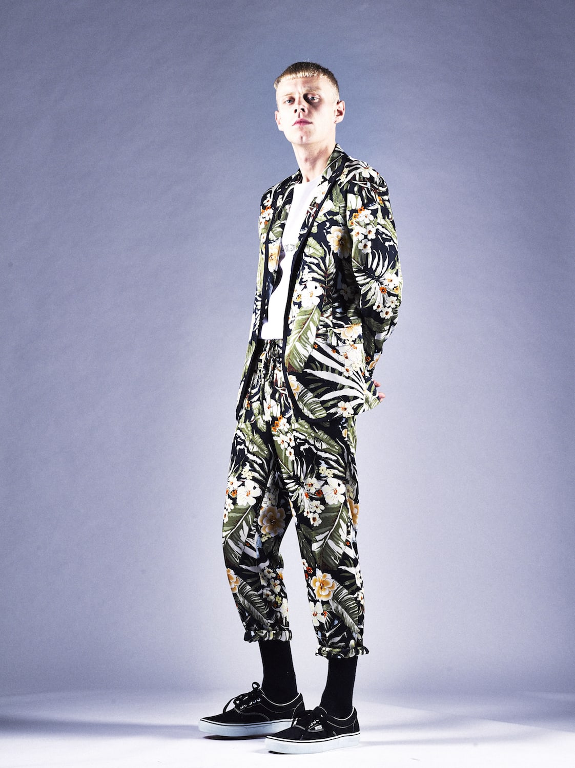 PE Dessin tropical print 1B jacket Black