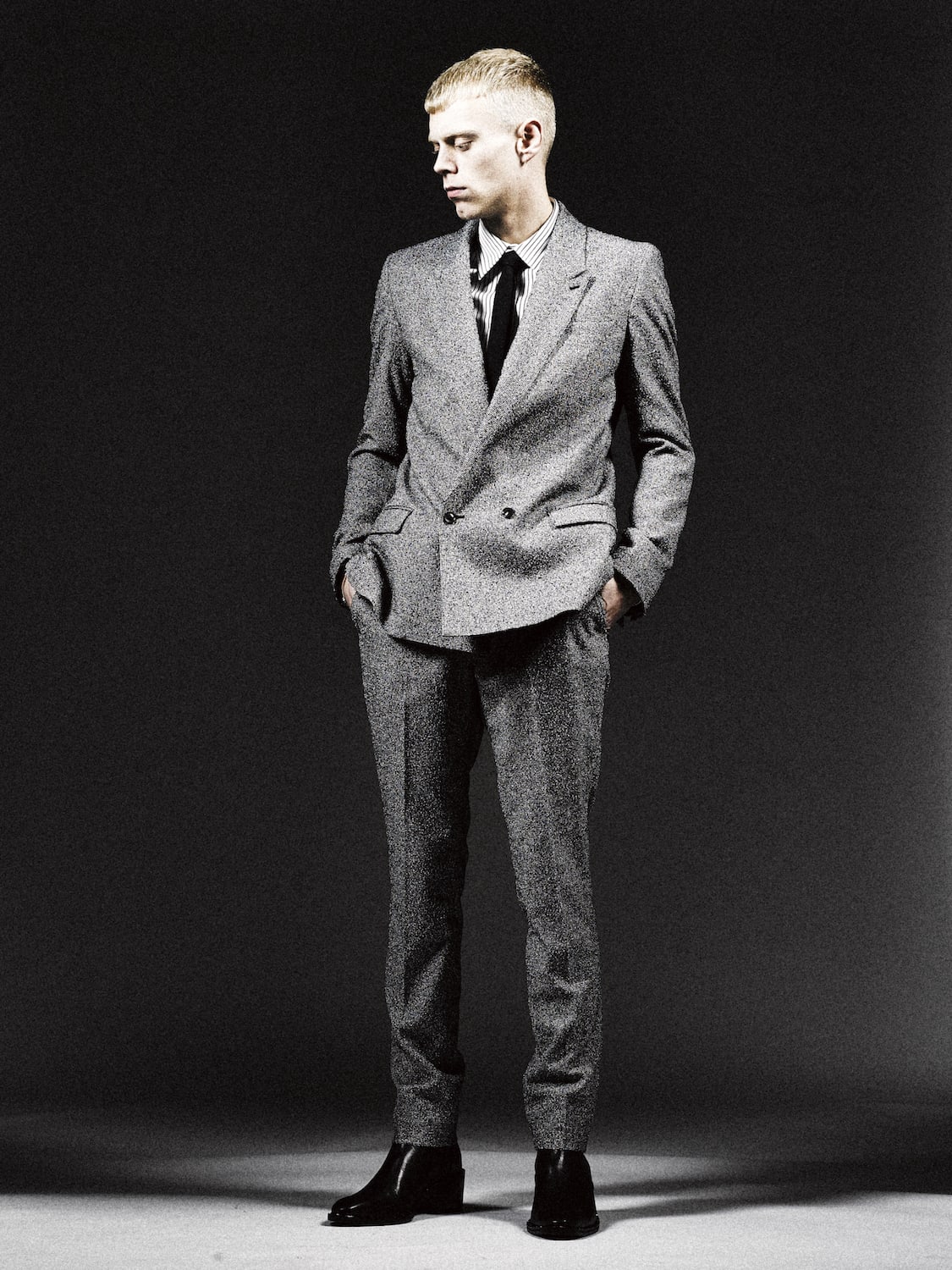 Loop yarn melange tweed slacks