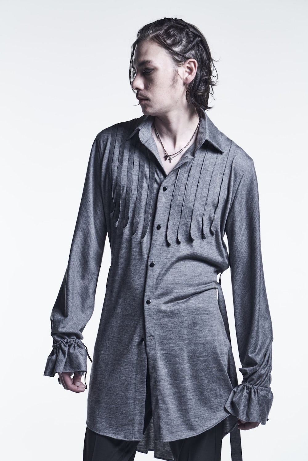 フリルシャツ グレー
