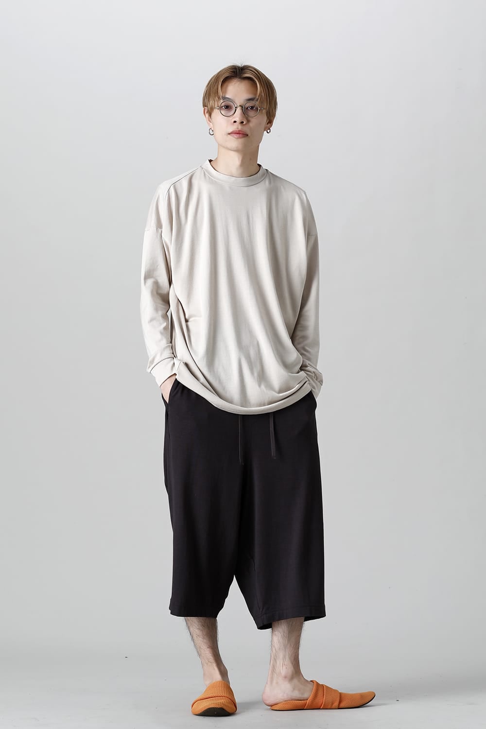 ドルマンスリーブ長袖 ホワイトグレー