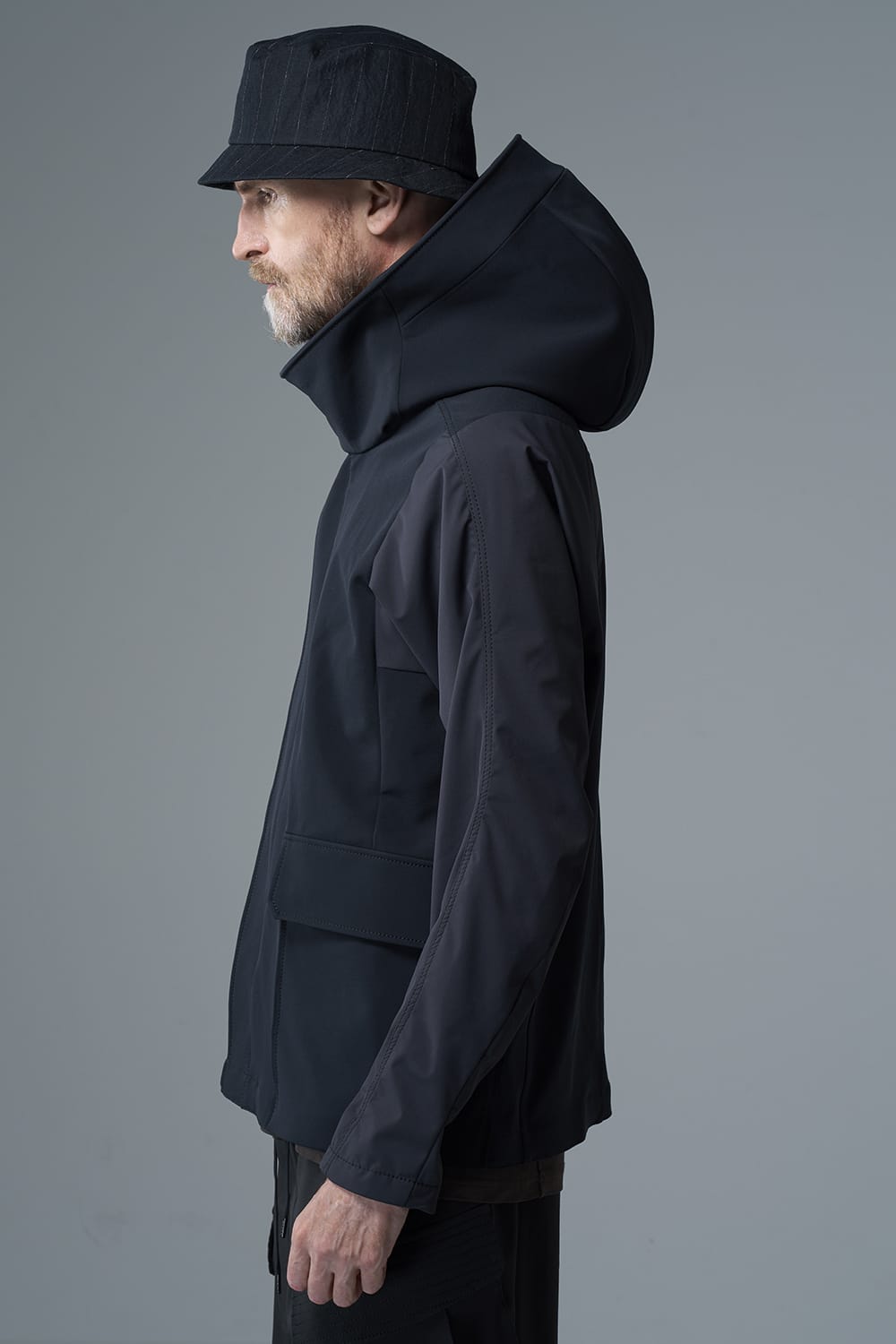 Hooded jacket merino wool jersey bonding