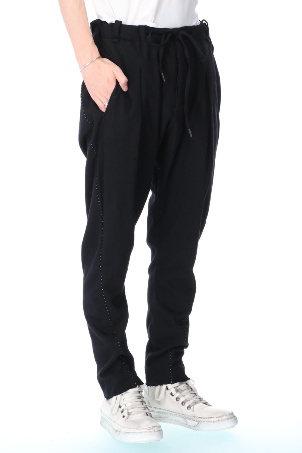 STRETCH WOOL BAGGY PANTS