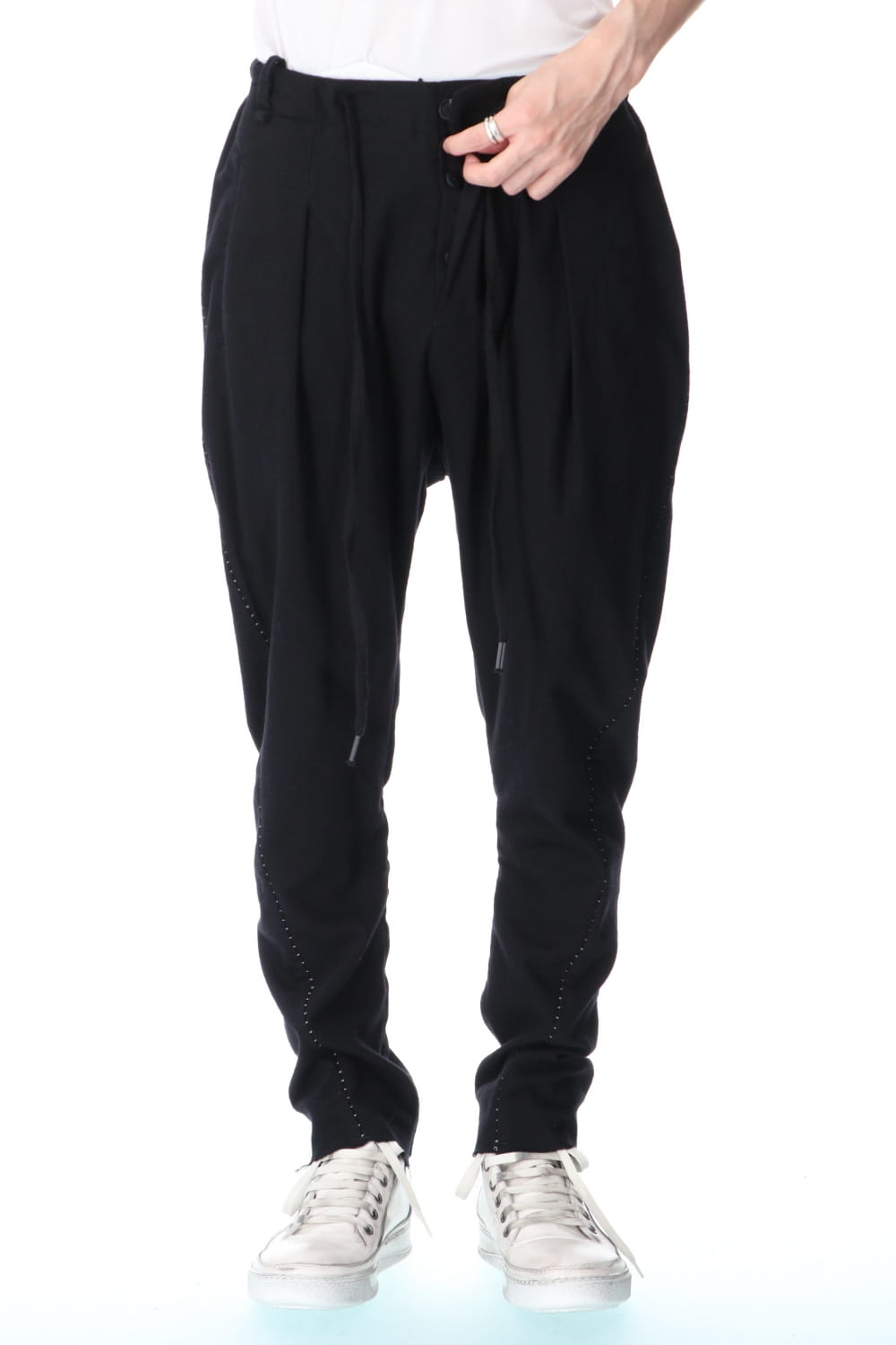 STRETCH WOOL BAGGY PANTS