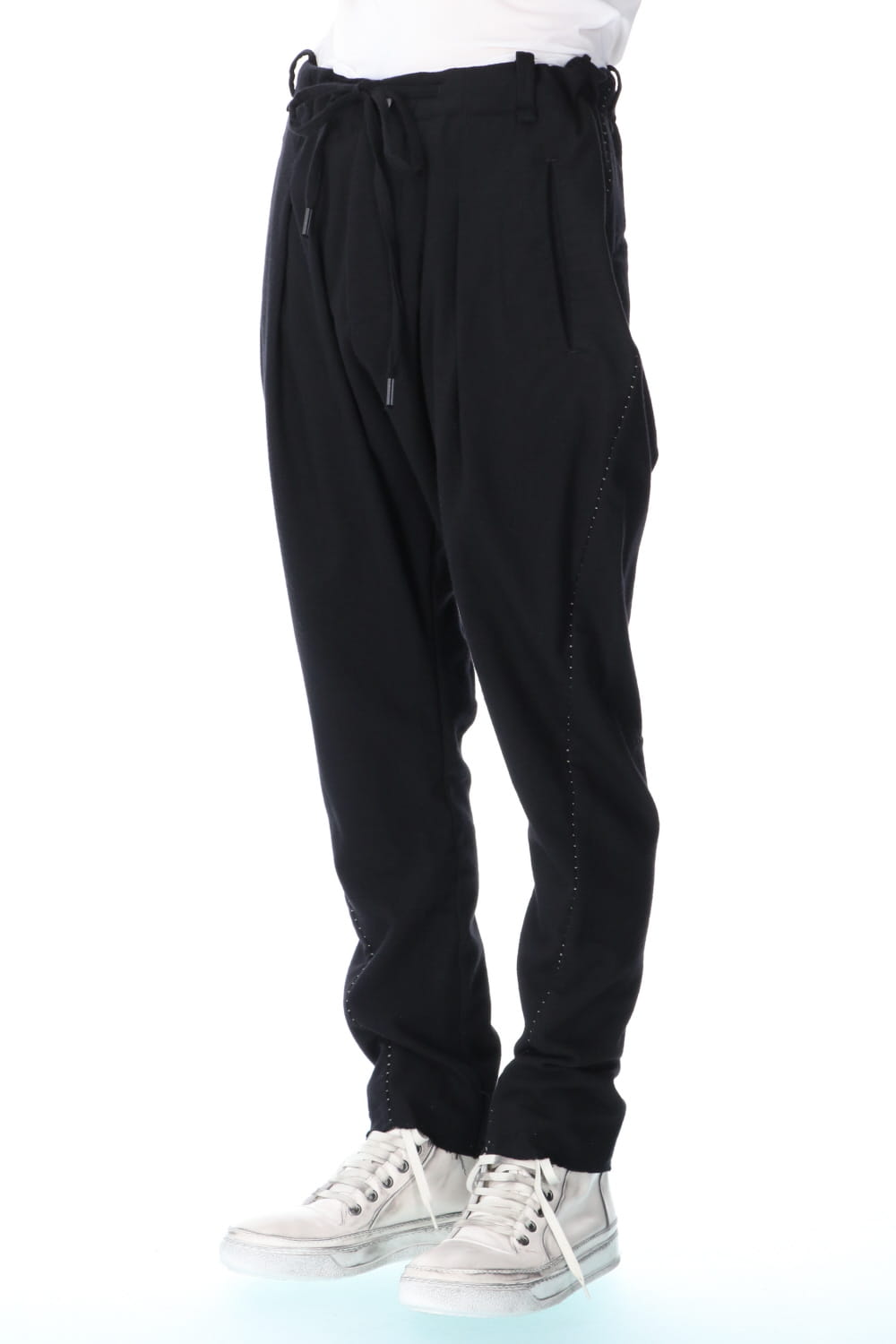 STRETCH WOOL BAGGY PANTS