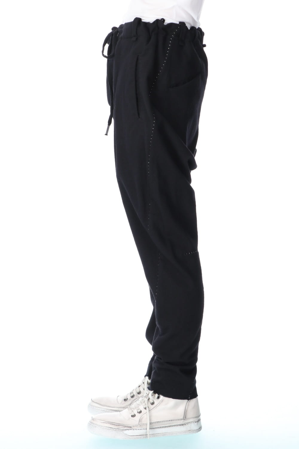 STRETCH WOOL BAGGY PANTS