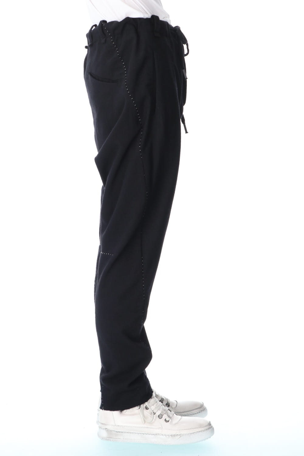 STRETCH WOOL BAGGY PANTS