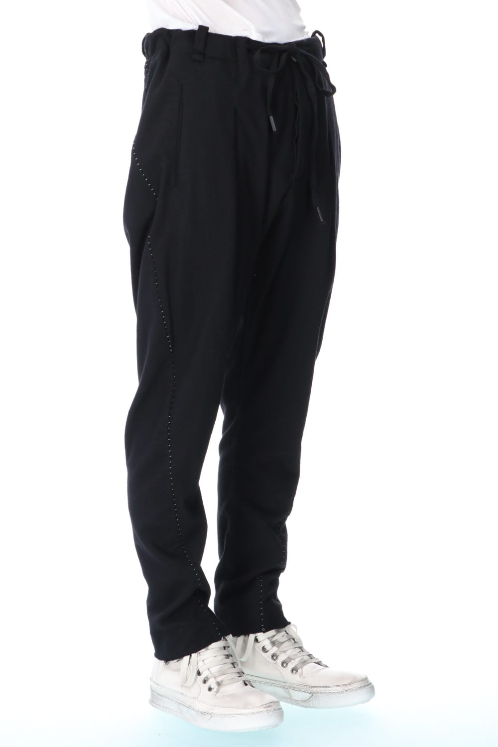 STRETCH WOOL BAGGY PANTS