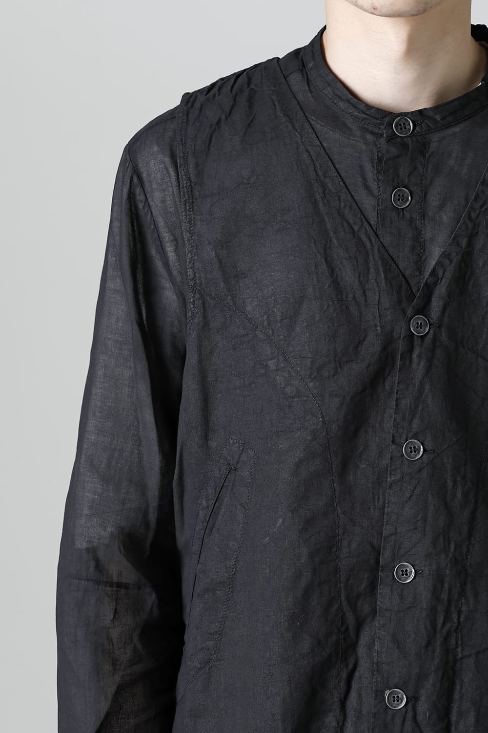 MODULAR SHIRT GILET  Waxed Black