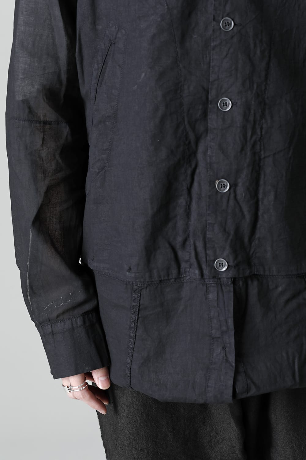 MODULAR SHIRT GILET  Waxed Black