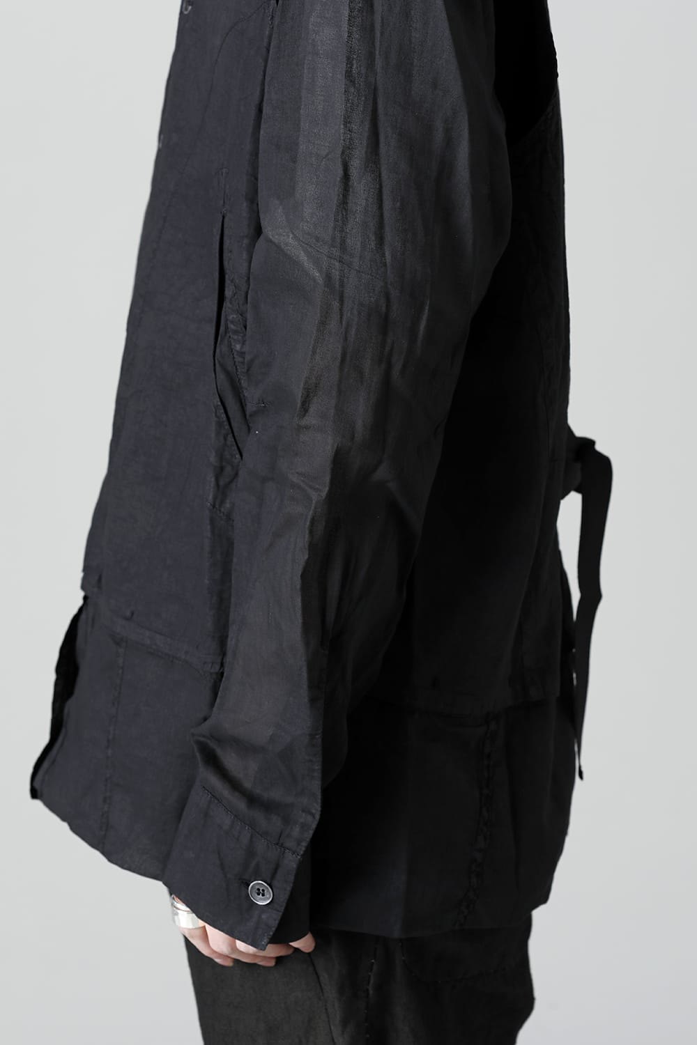 MODULAR SHIRT GILET  Waxed Black