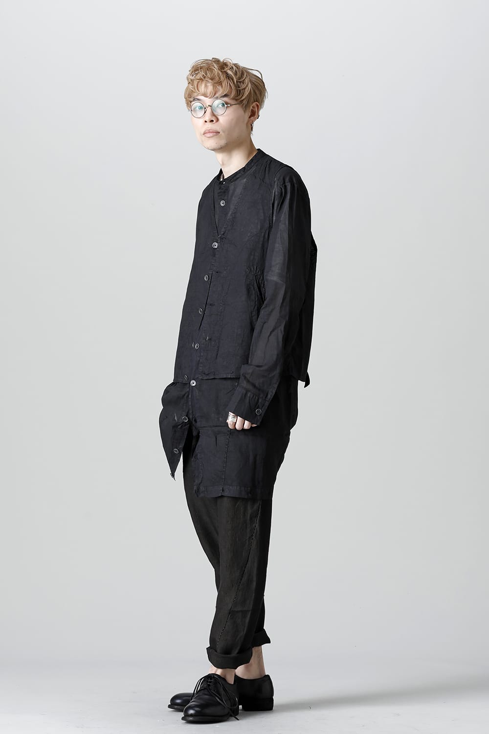 MODULAR SHIRT GILET  Waxed Black