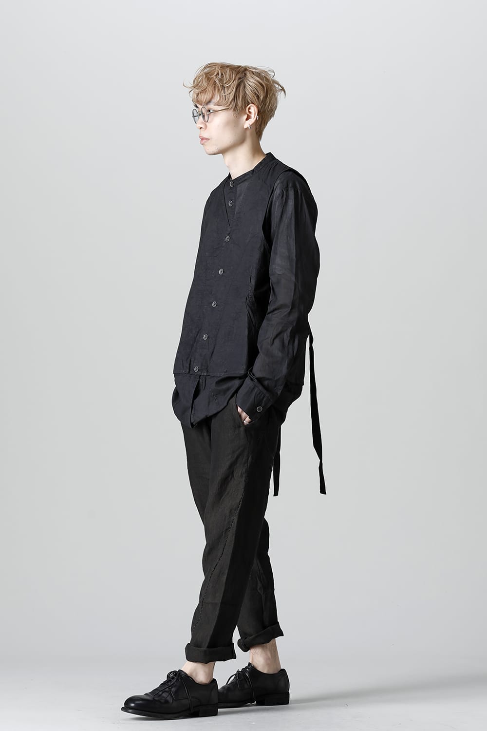 MODULAR SHIRT GILET  Waxed Black