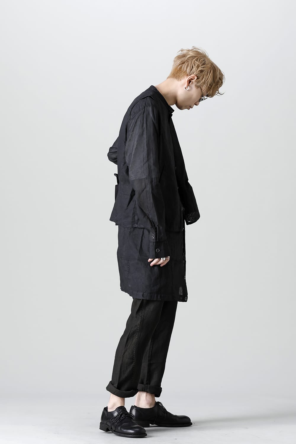 MODULAR SHIRT GILET  Waxed Black