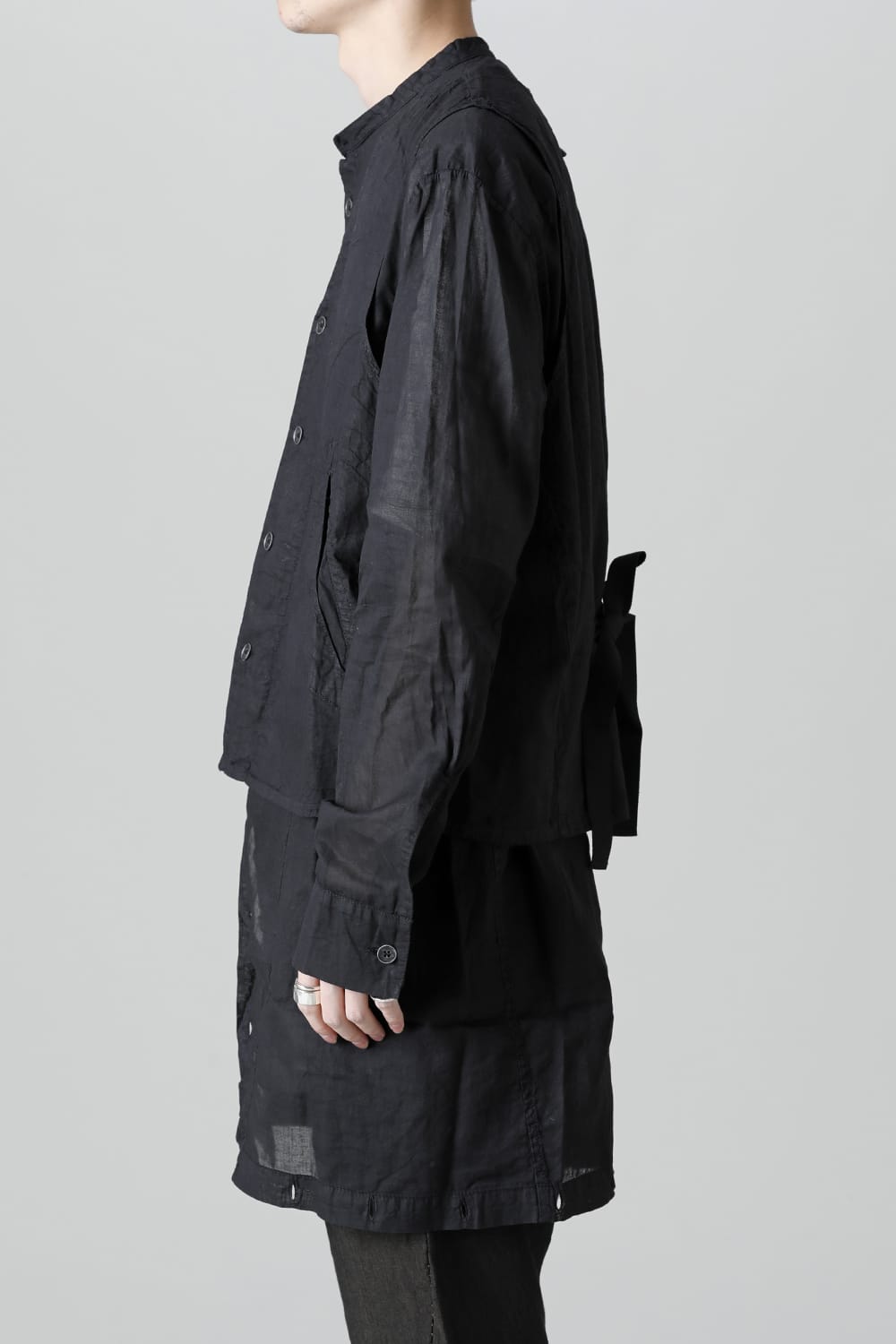MODULAR SHIRT GILET  Waxed Black