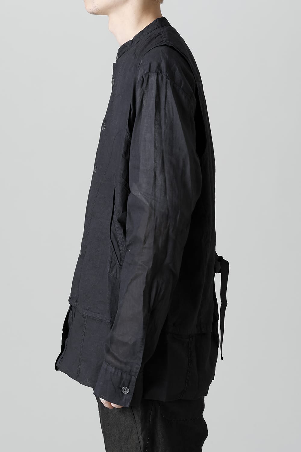 MODULAR SHIRT GILET  Waxed Black