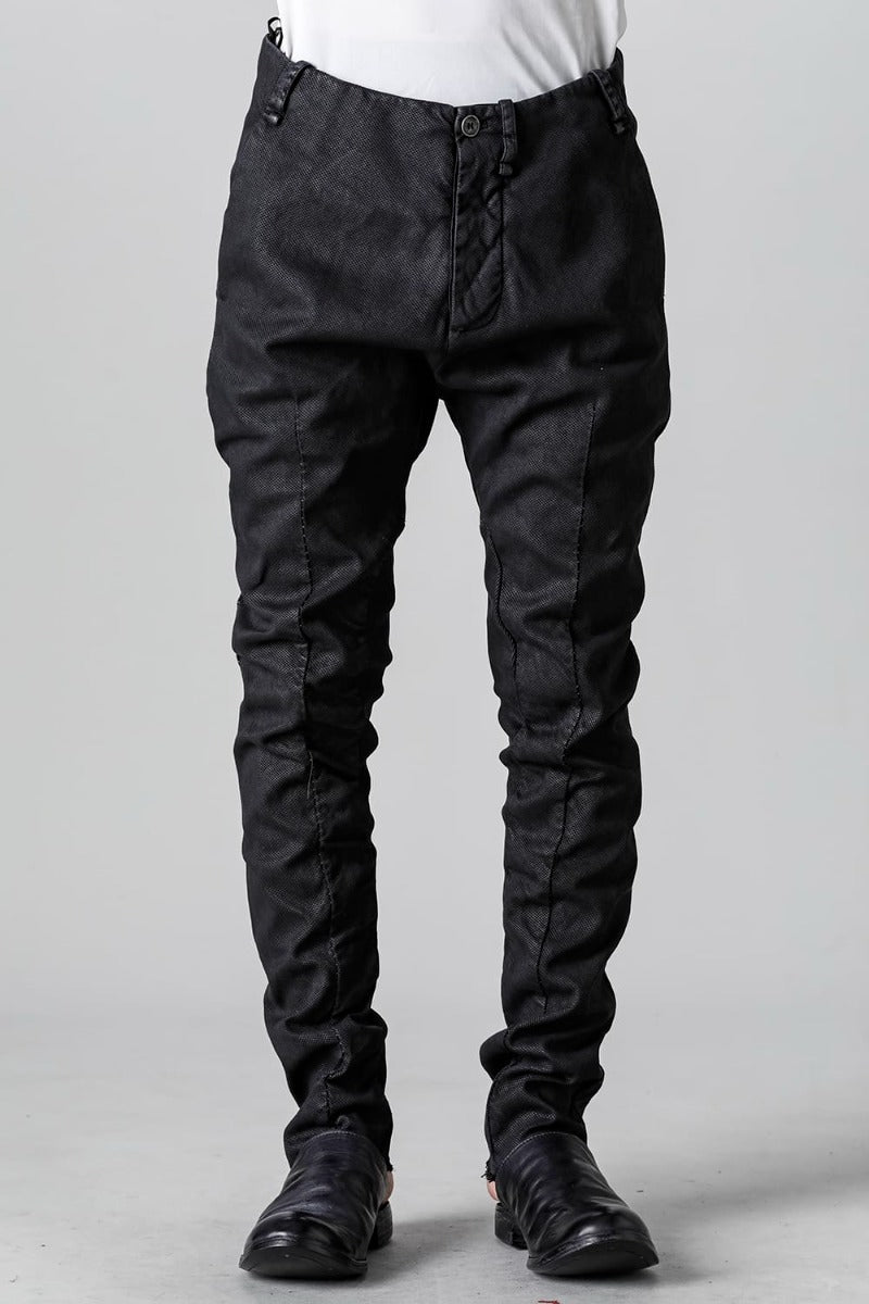 Rib Insert Dart Slim Pants  Smeared Black