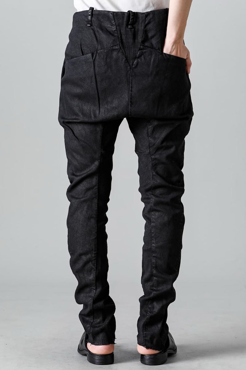 Rib Insert Dart Slim Pants  Smeared Black