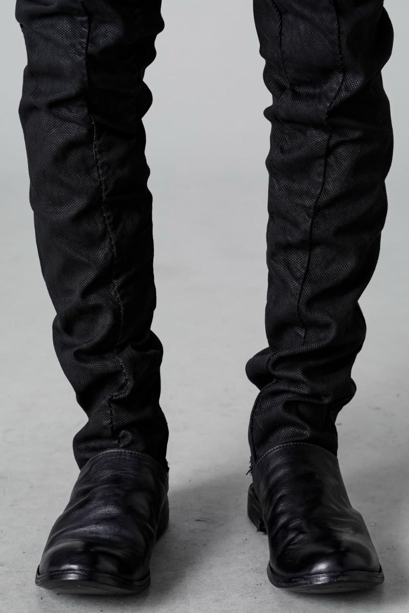 Rib Insert Dart Slim Pants  Smeared Black