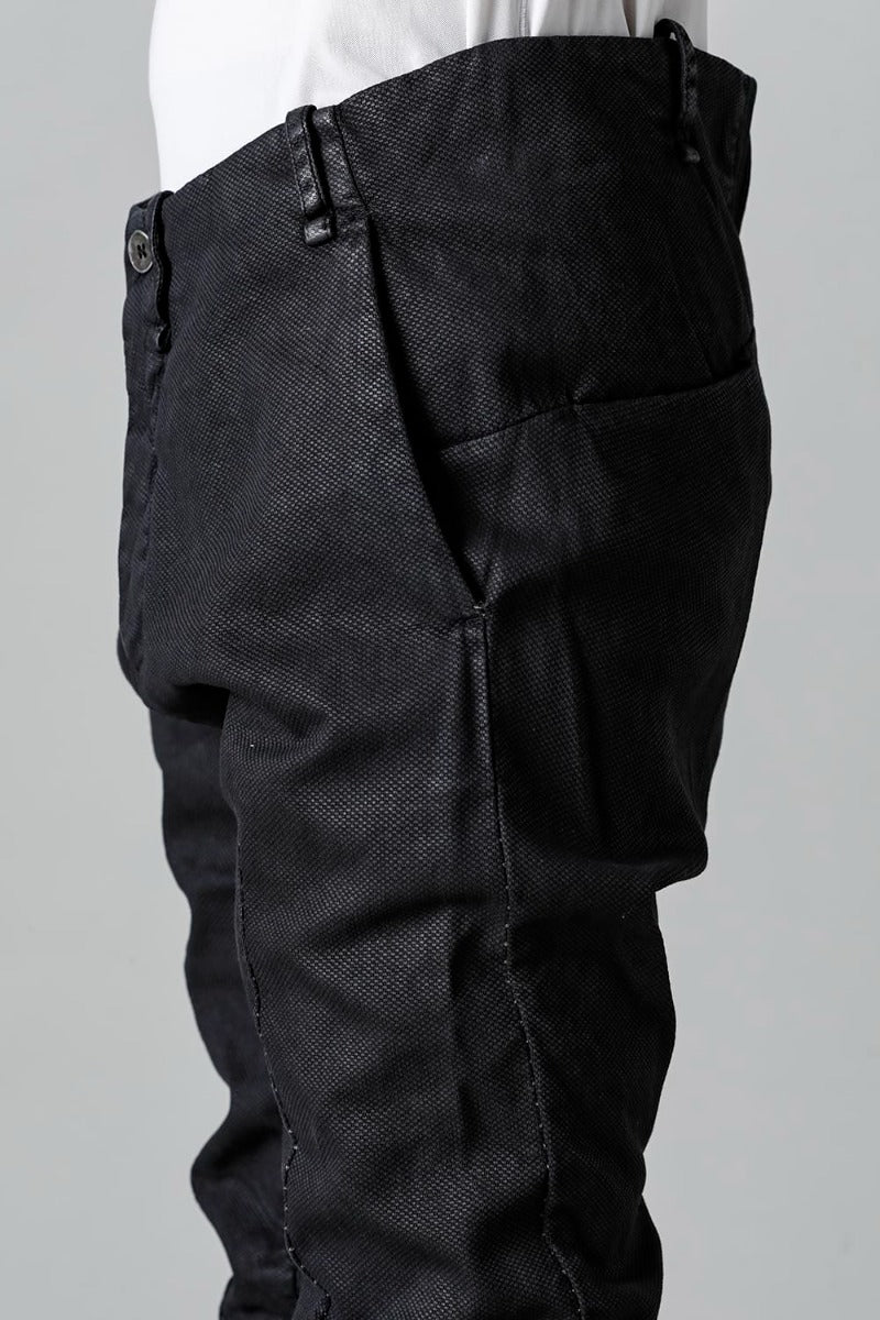 Rib Insert Dart Slim Pants  Smeared Black