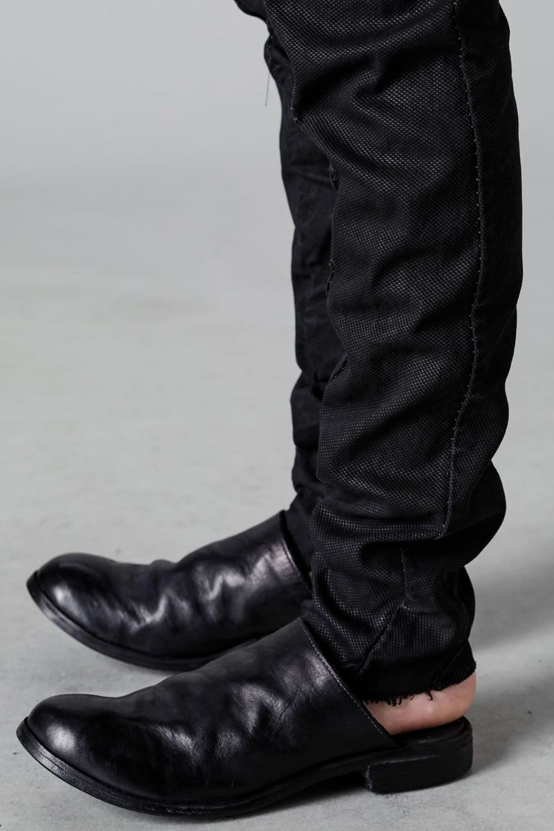 Rib Insert Dart Slim Pants  Smeared Black