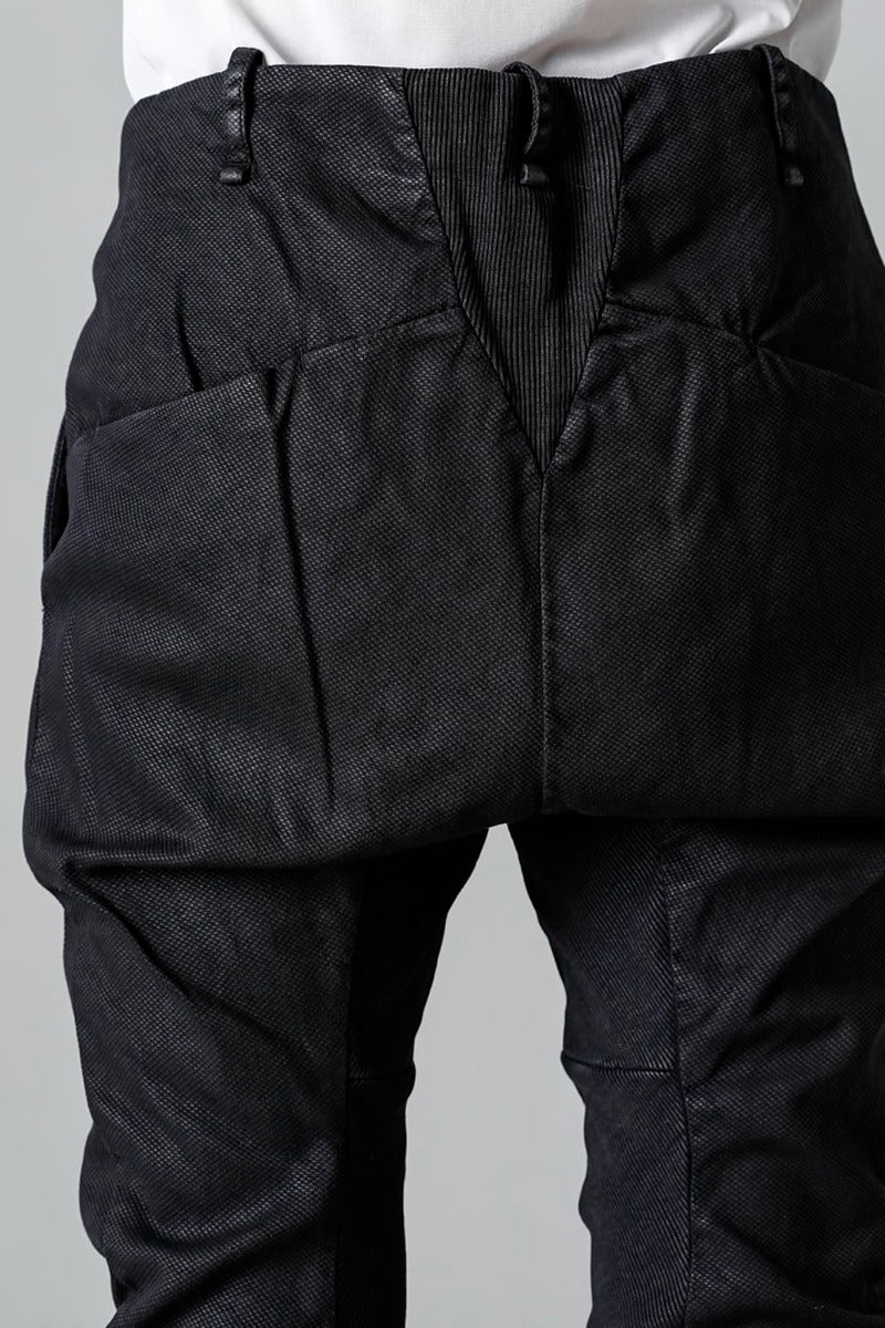 Rib Insert Dart Slim Pants  Smeared Black