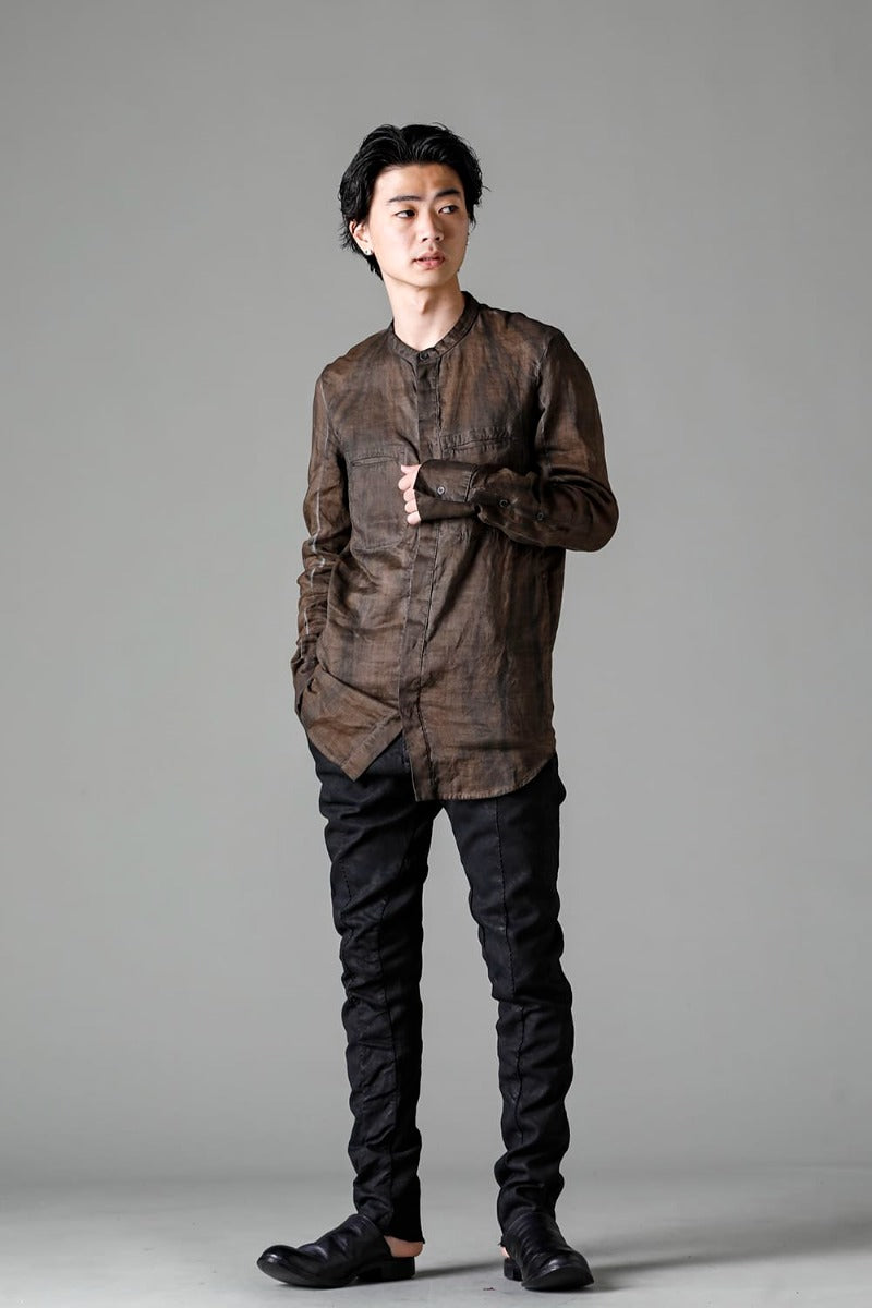 Rib Insert Dart Slim Pants  Smeared Black