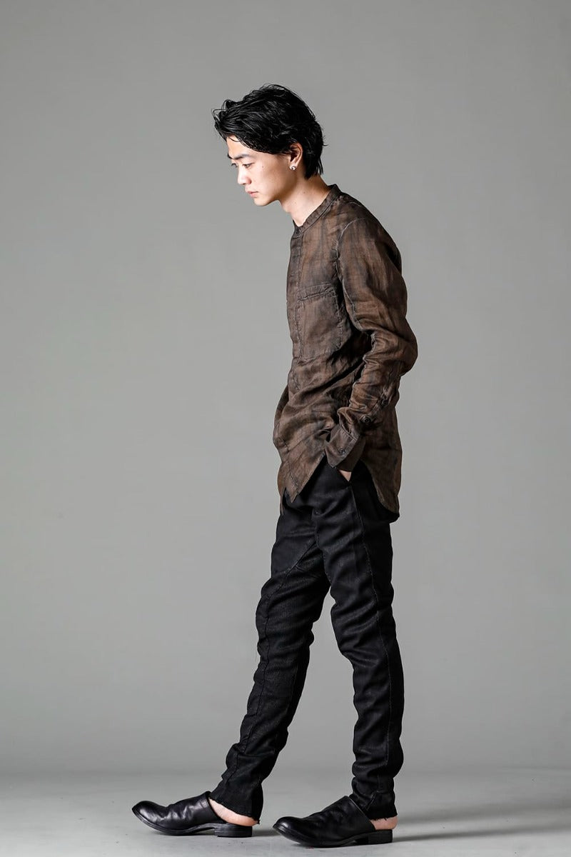 Rib Insert Dart Slim Pants  Smeared Black