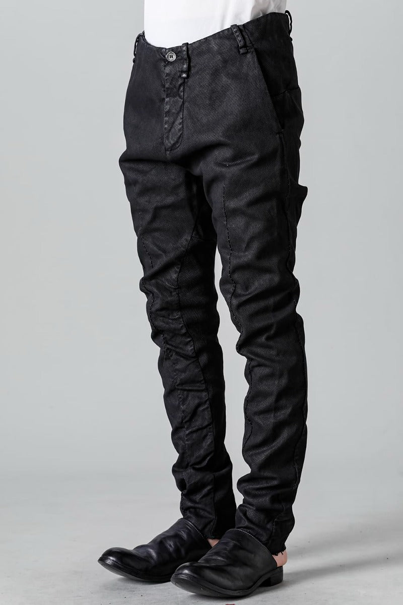 Rib Insert Dart Slim Pants  Smeared Black