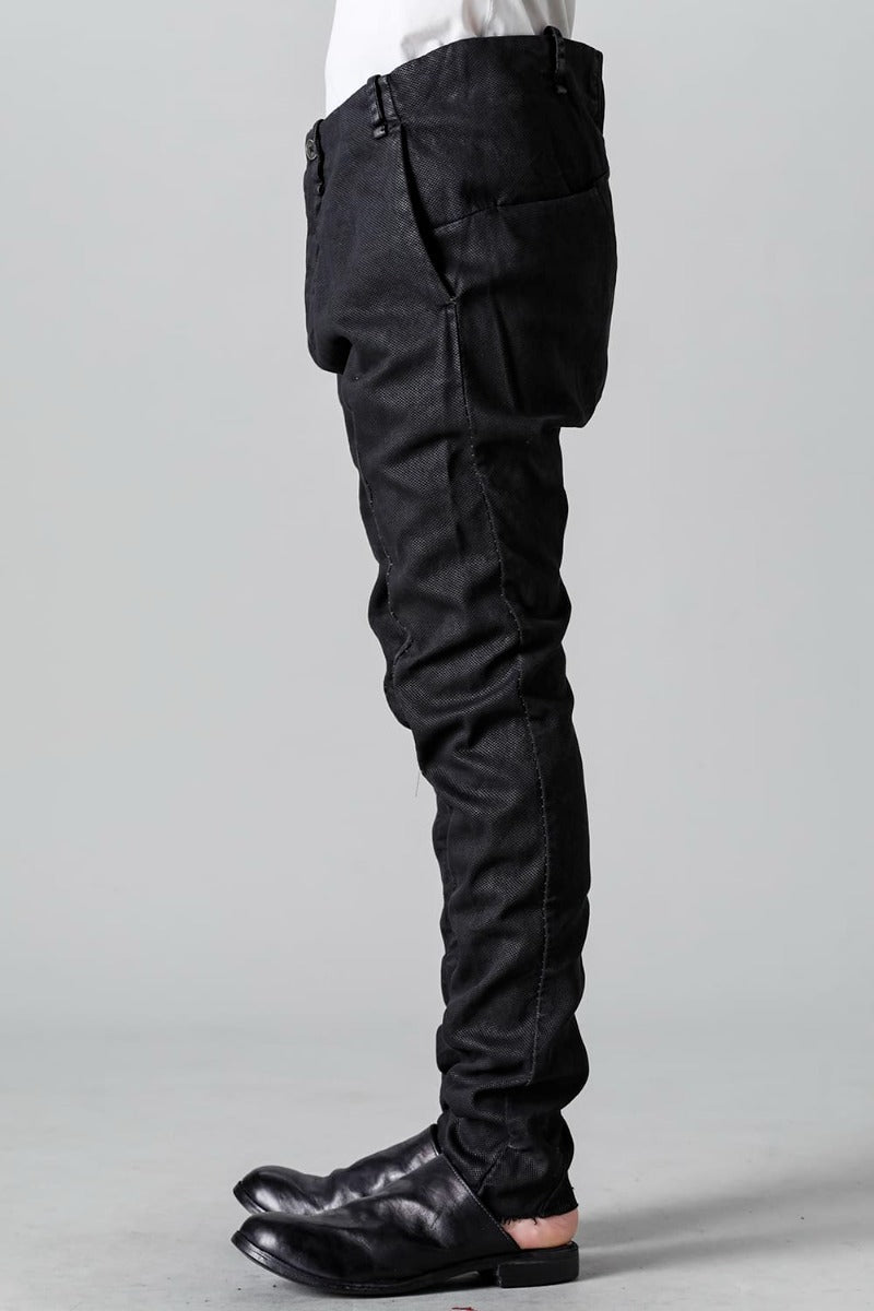 Rib Insert Dart Slim Pants  Smeared Black