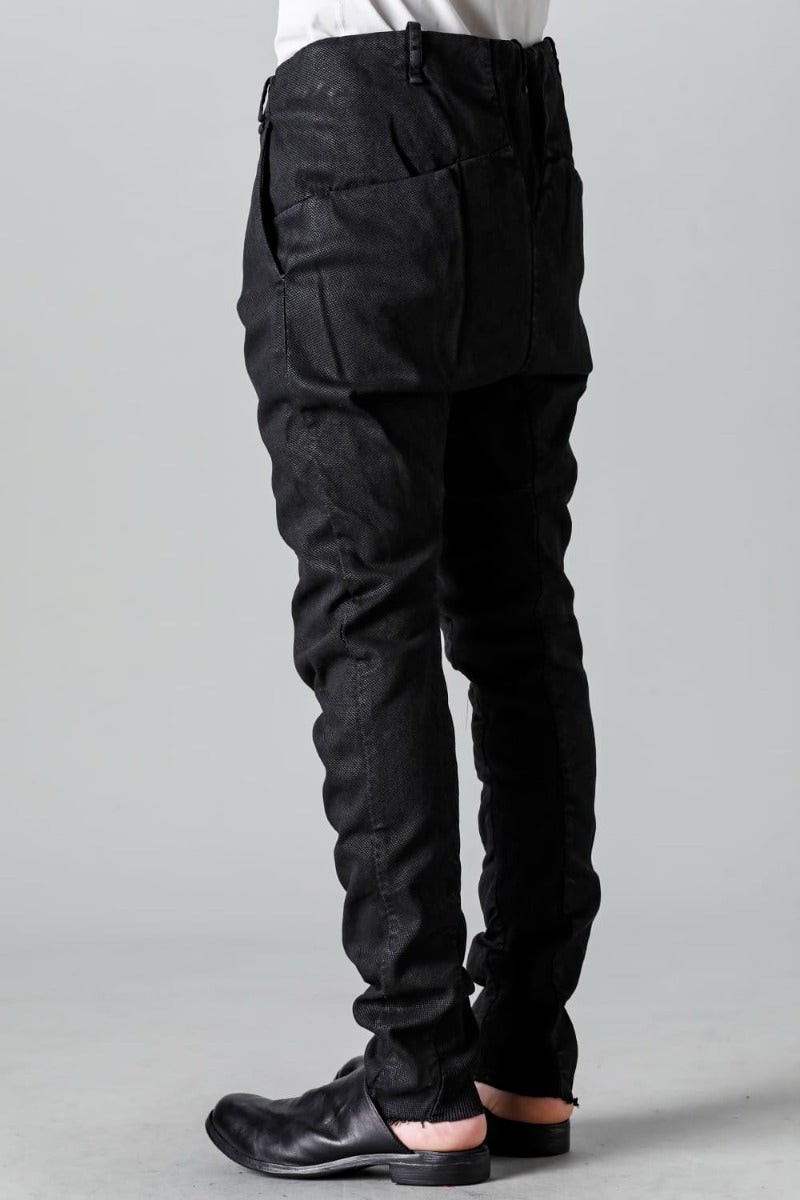 Rib Insert Dart Slim Pants  Smeared Black