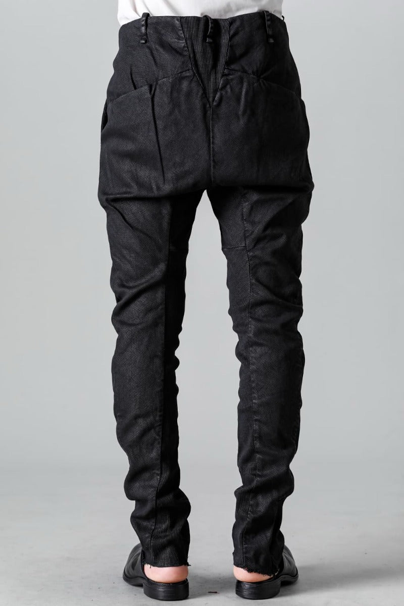 Rib Insert Dart Slim Pants  Smeared Black