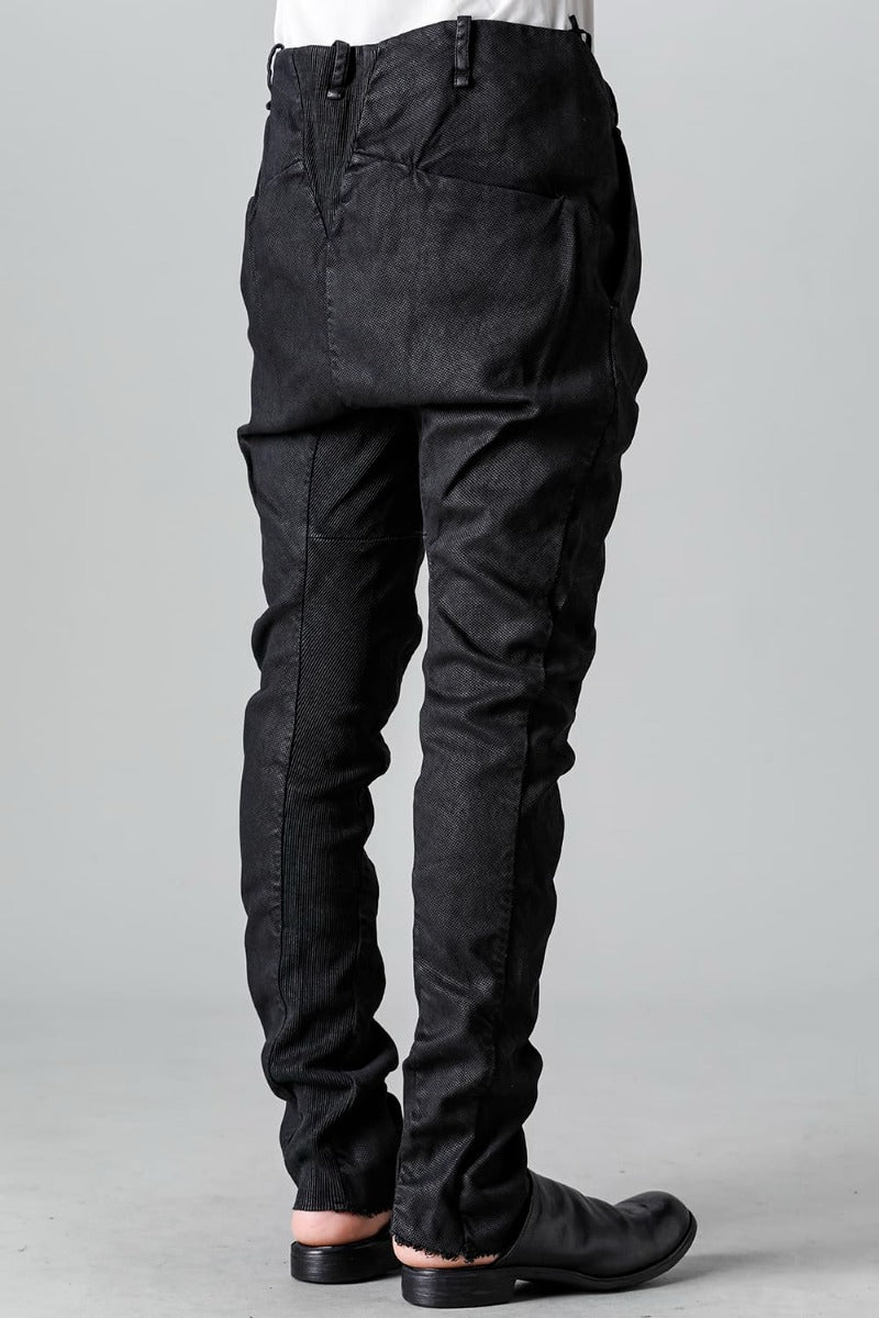 Rib Insert Dart Slim Pants  Smeared Black