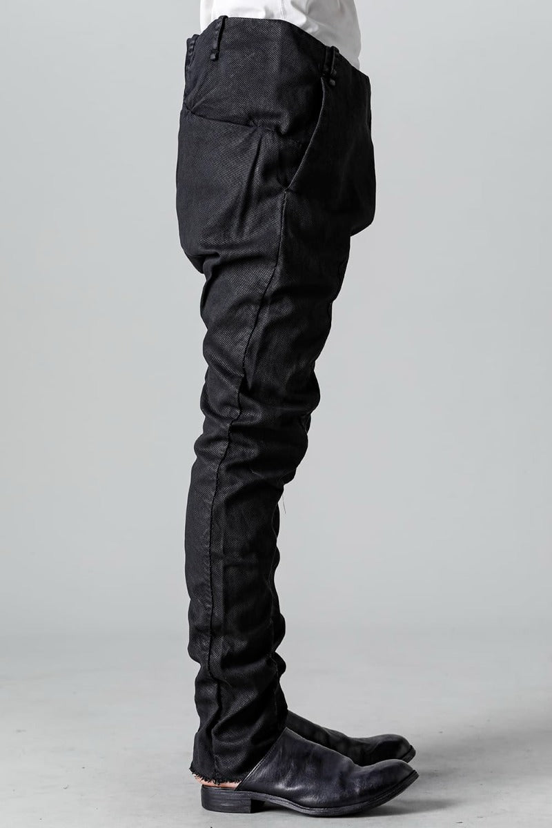 Rib Insert Dart Slim Pants  Smeared Black