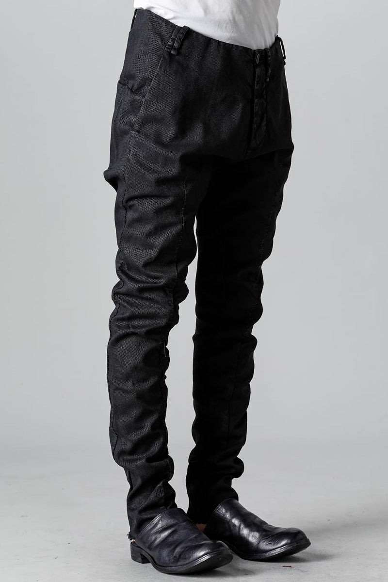 Rib Insert Dart Slim Pants  Smeared Black