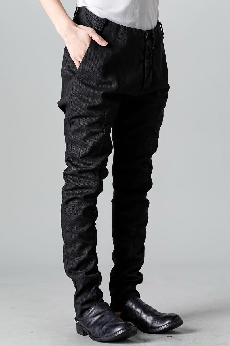 Rib Insert Dart Slim Pants  Smeared Black