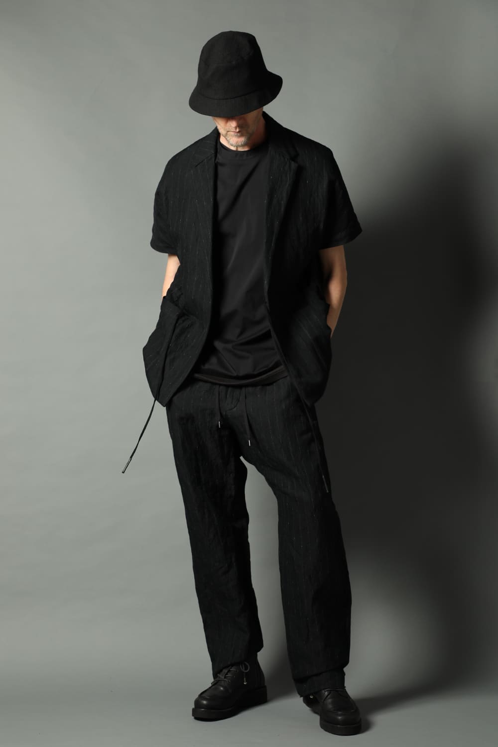 Relaxe pants cotton linen metal shrink