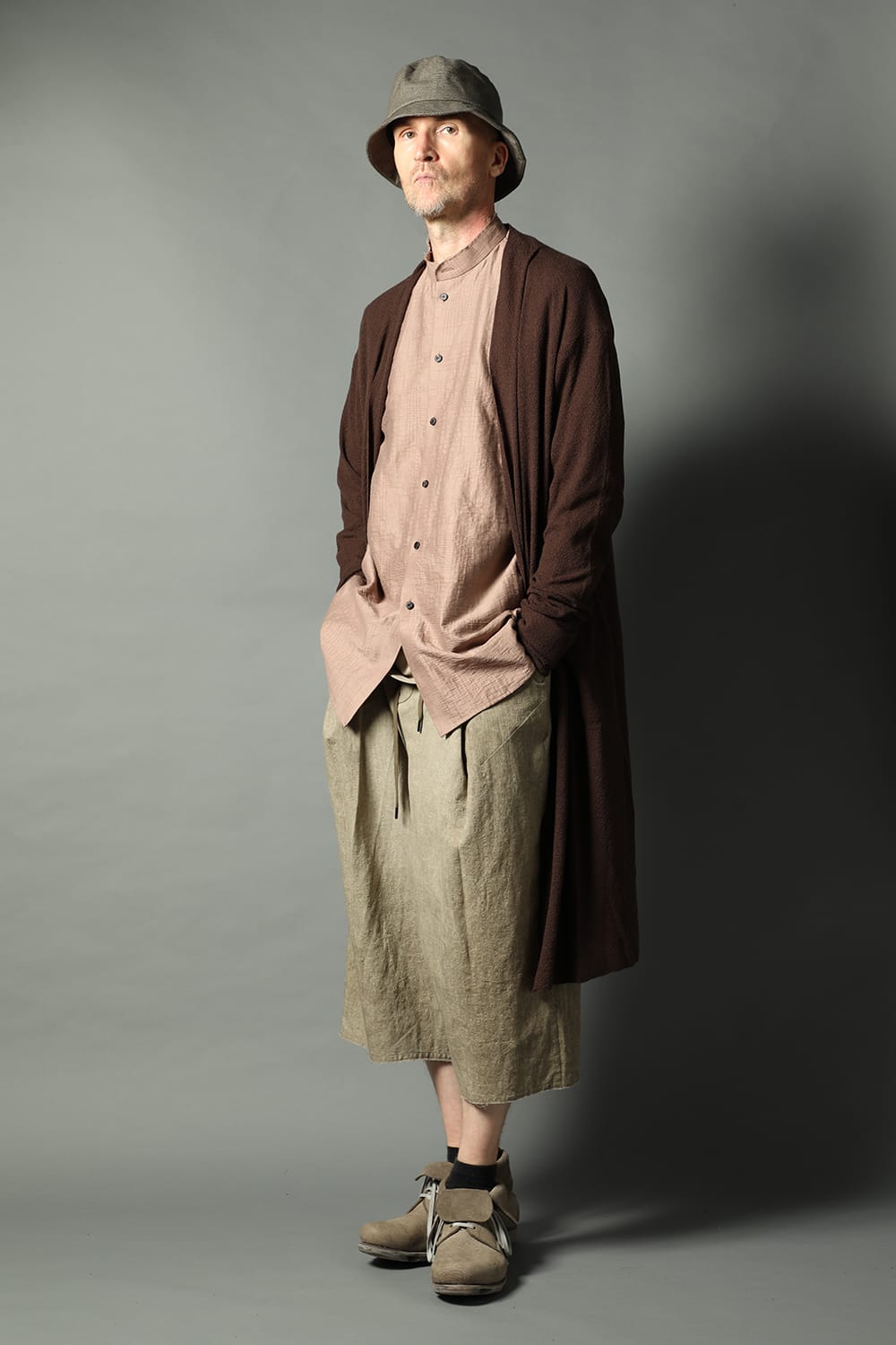 Baggy cropped pants cotton / linen cold dyed