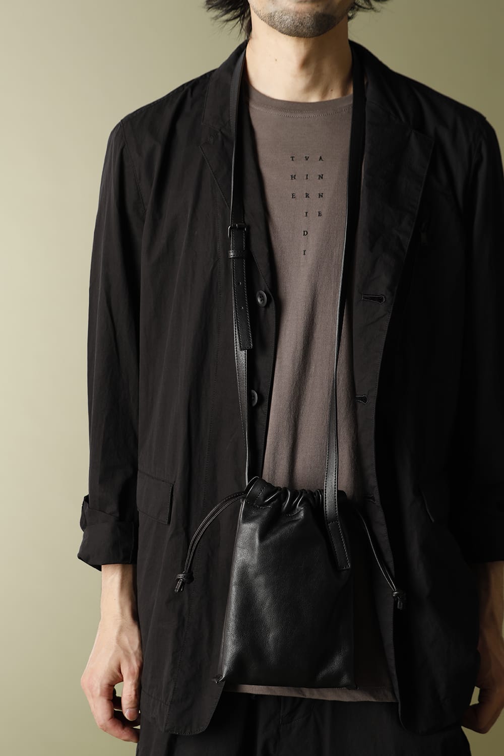 Leather cell phone bag 'drawstring'