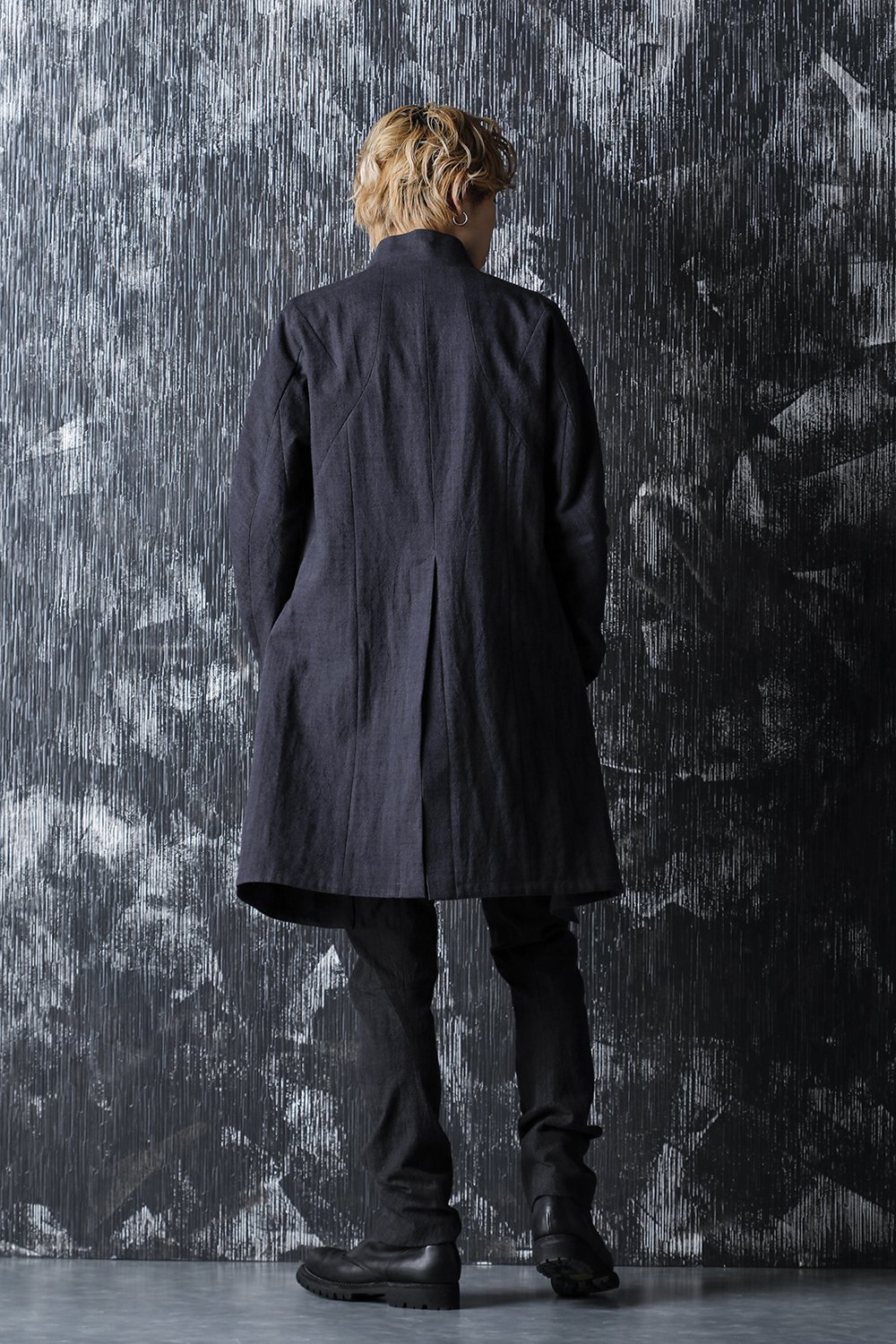 Cotton Washer Processed High-Neck Coat Charcoal