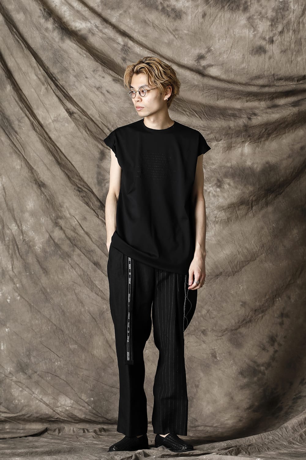 Embroidery French Sleeve T-shirts Black