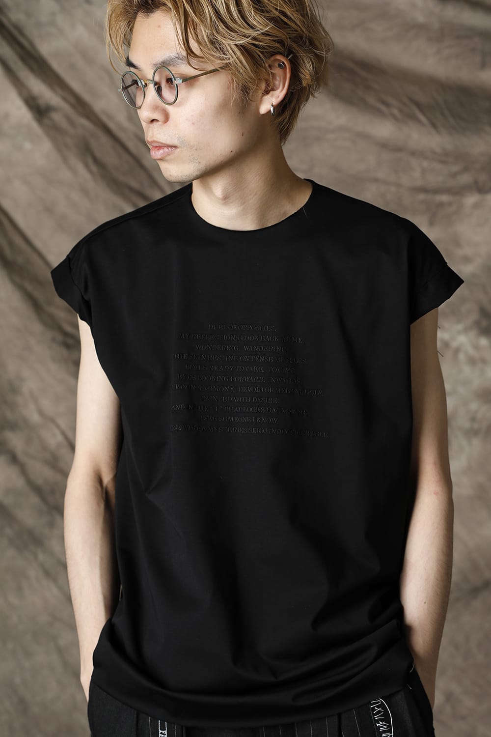 Embroidery French Sleeve T-shirts Black