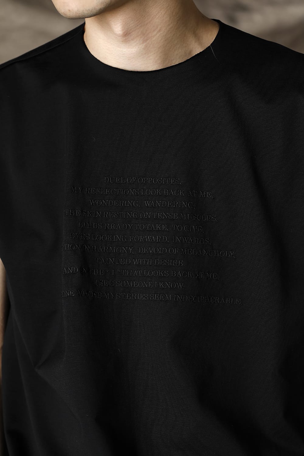 Embroidery French Sleeve T-shirts Black