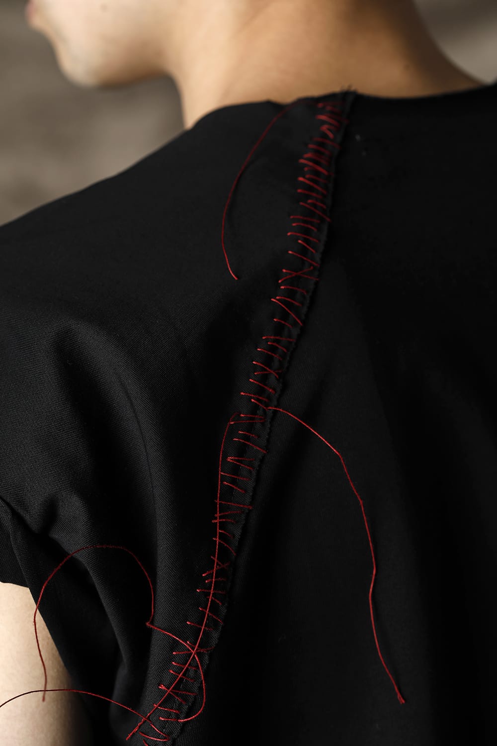 Embroidery French Sleeve T-shirts Black