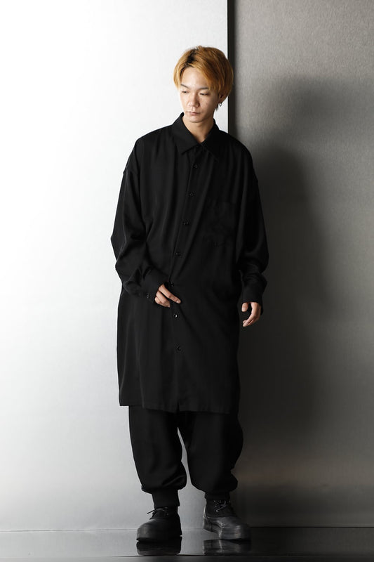 French Seam Semi Long Shirt Black