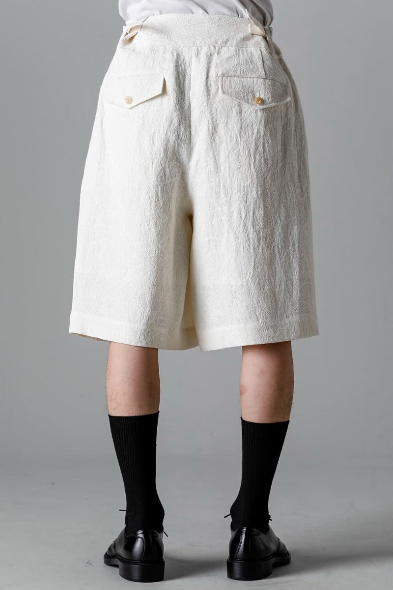 Two Tucks Wide Shorts Ivory