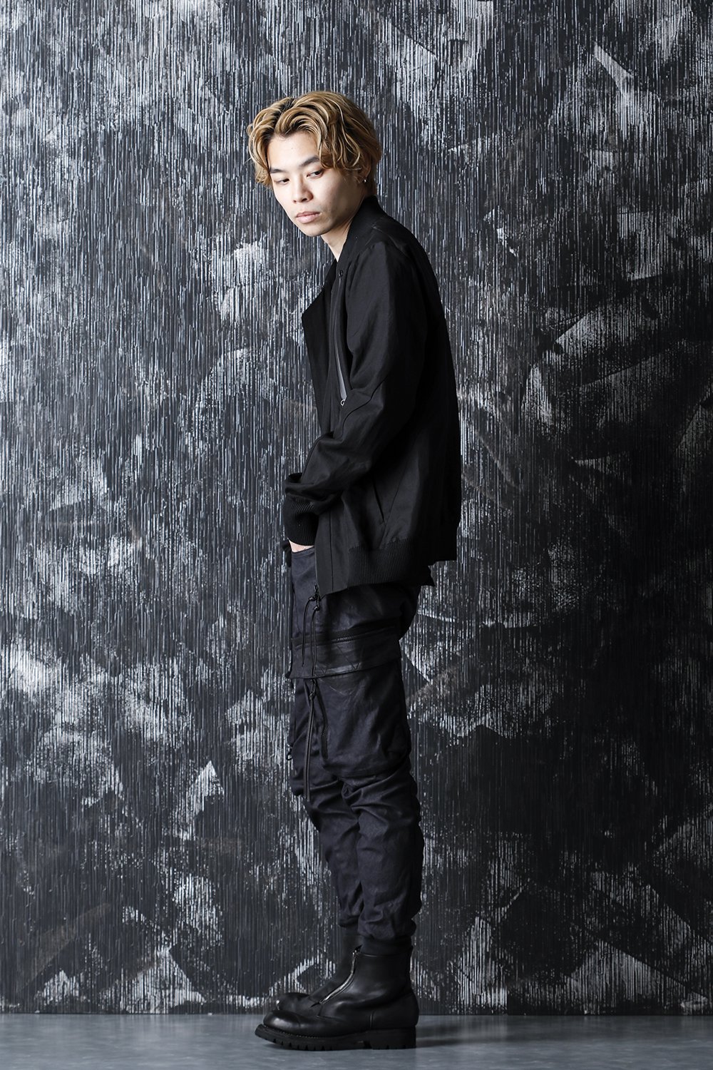 Dobby minimalist border bomber jacket