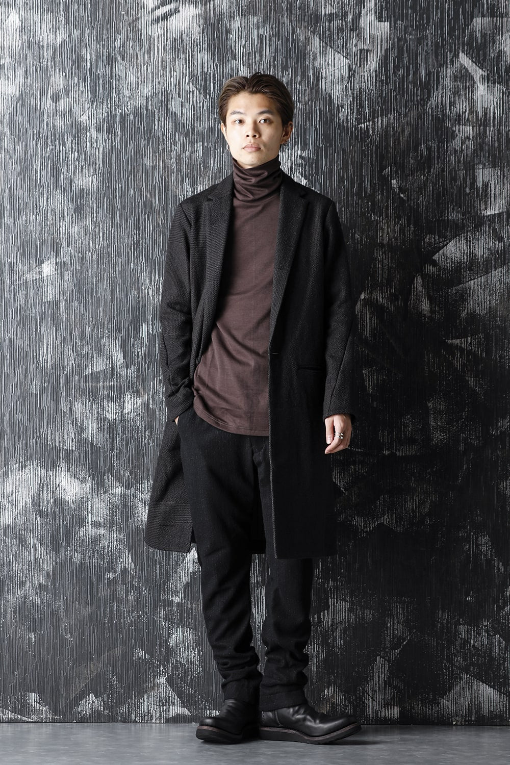 Long jacket wool silk crazy check