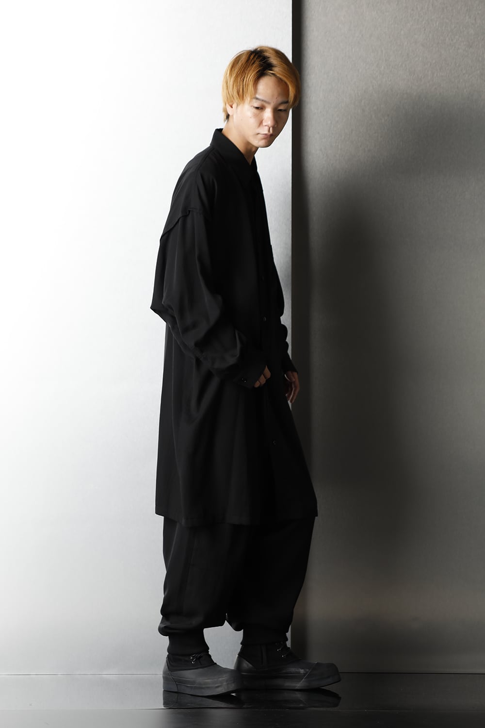 French Seam Semi Long Shirt Black