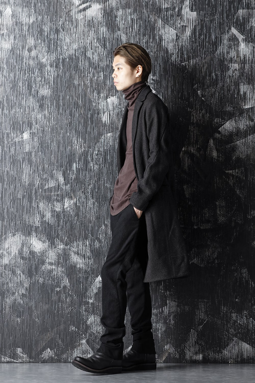 Long jacket wool silk crazy check