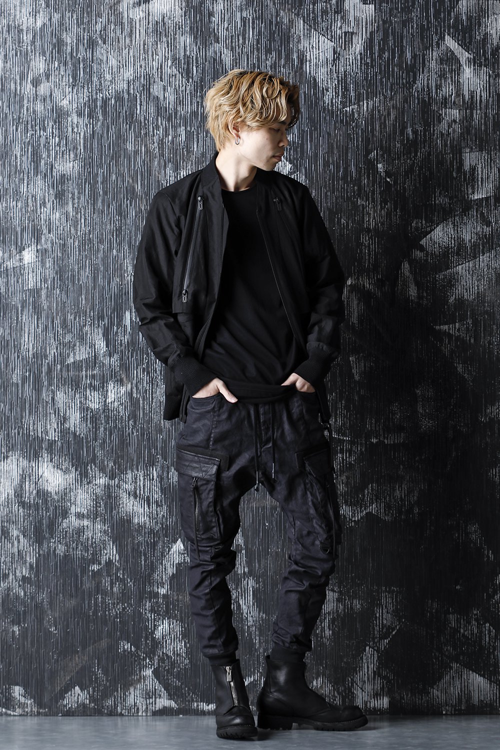 Dobby minimalist border bomber jacket